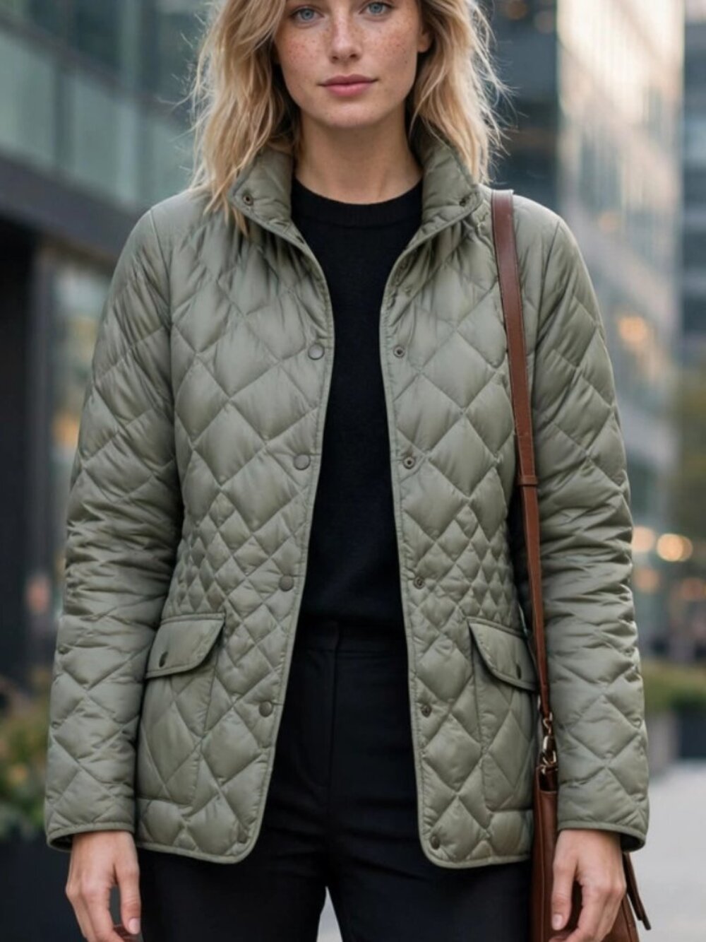 Eddie Bauer Women's Goose Down Quilted Jacket | Olive Green, Size LP, Hip Length